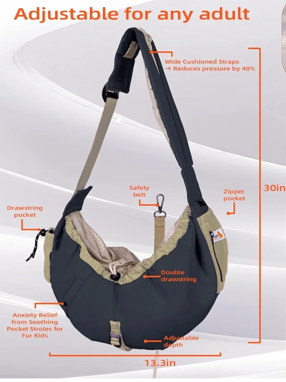 Dog Carrier Sling for Small Dogs & Cats Under 20 lbs,Hands Free for Travel NEW
